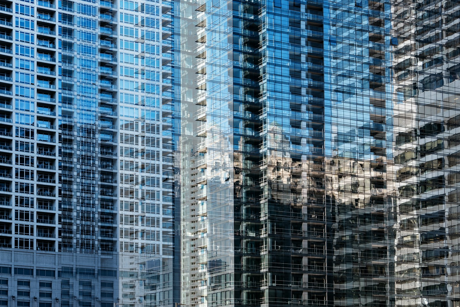 blue glass high-rise buildings view