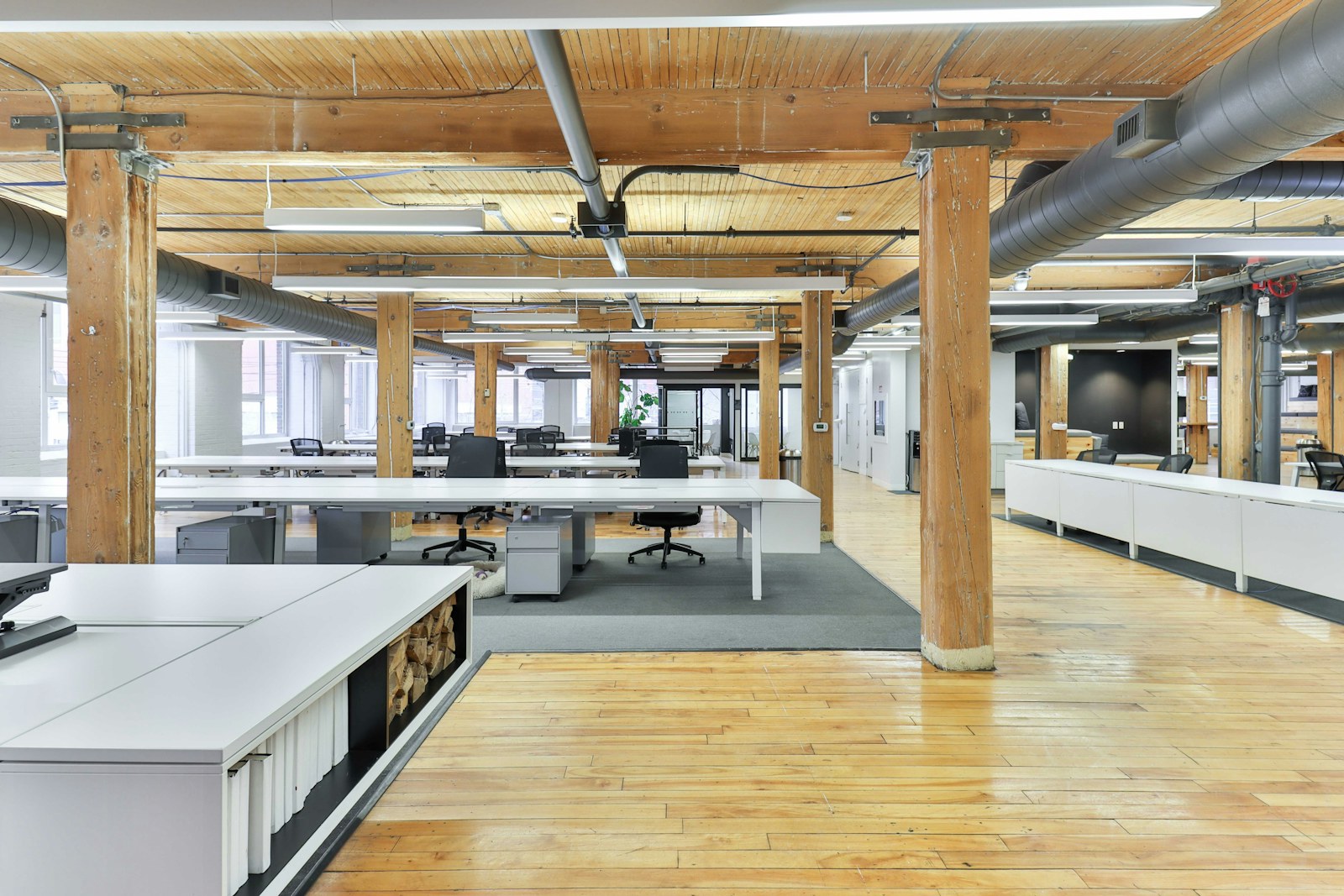 a large room with tables and chairs