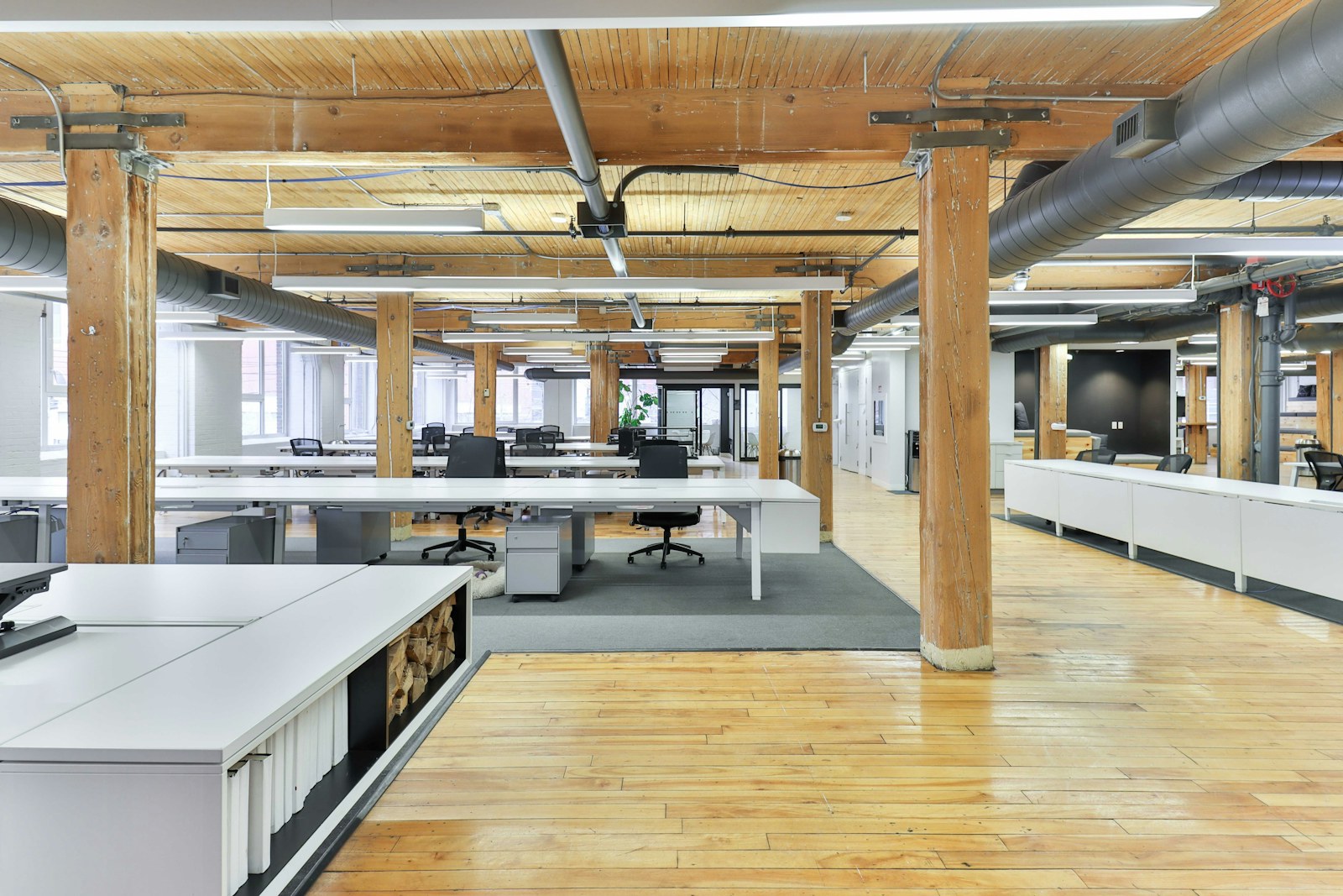 a large room with tables and chairs